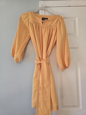 Tracy Feith Peach-Orange Midi Dress with Self-Tie Waist